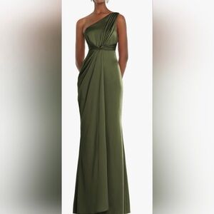 Dessy Collection Olive Green One-Shoulder Dress
